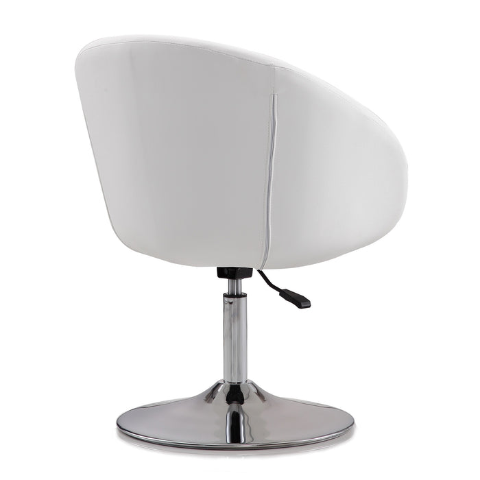 Chaise d’appoint Hopper de Manhattan Comfort à hauteur réglable en chrome poli et en similicuir - blanche