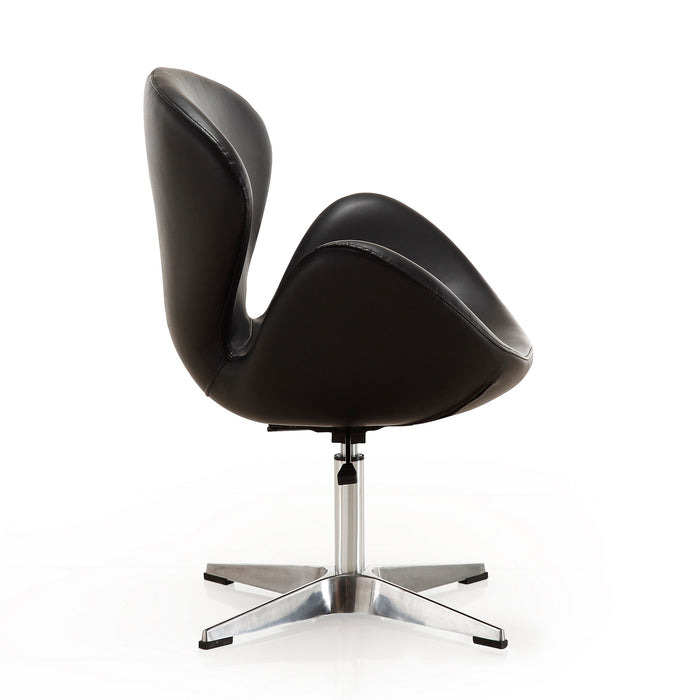 Chaise d’appoint pivotante réglable Raspberry de Manhattan Comfort en chrome poli et en similicuir - noire