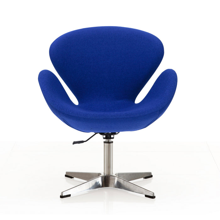 Chaise pivotante réglable Raspberry de Manhattan Comfort en chrome poli et en mélange de laine - bleue