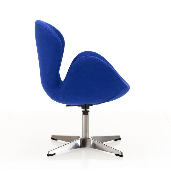 Chaise pivotante réglable Raspberry de Manhattan Comfort en chrome poli et en mélange de laine - bleue