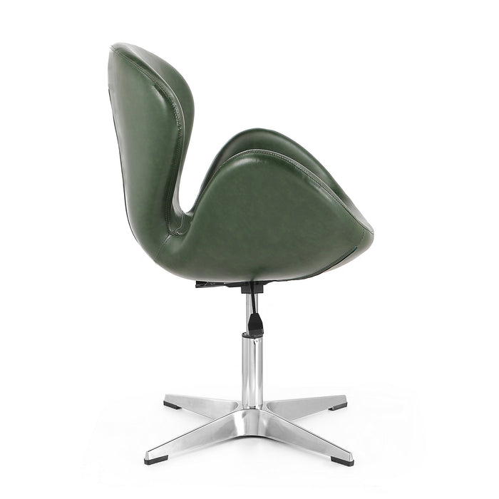 Chaise pivotante réglable Raspberry de Manhattan Comfort en chrome poli et en similicuir - vert forêt