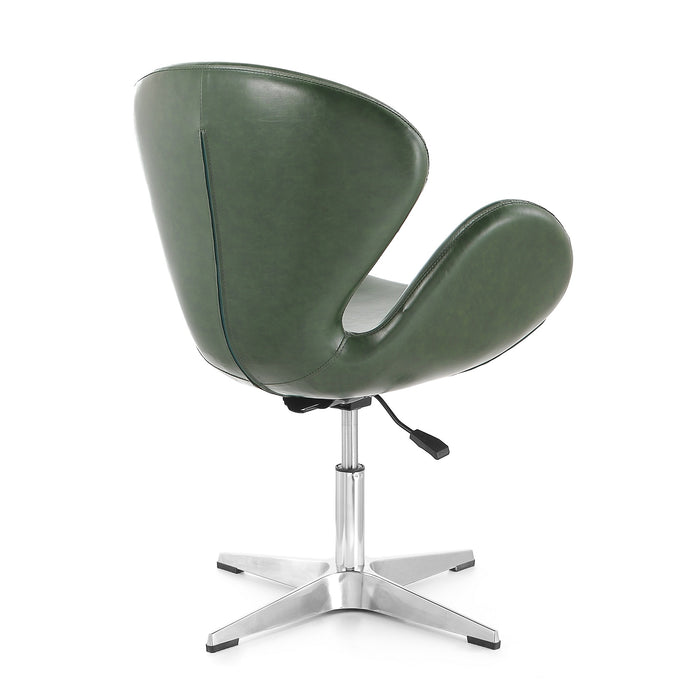 Chaise pivotante réglable Raspberry de Manhattan Comfort en chrome poli et en similicuir - vert forêt