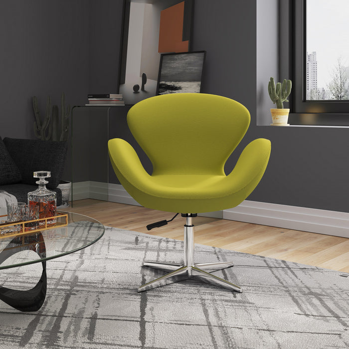 Chaise pivotante réglable Raspberry de Manhattan Comfort en chrome poli et en mélange de laine - vert