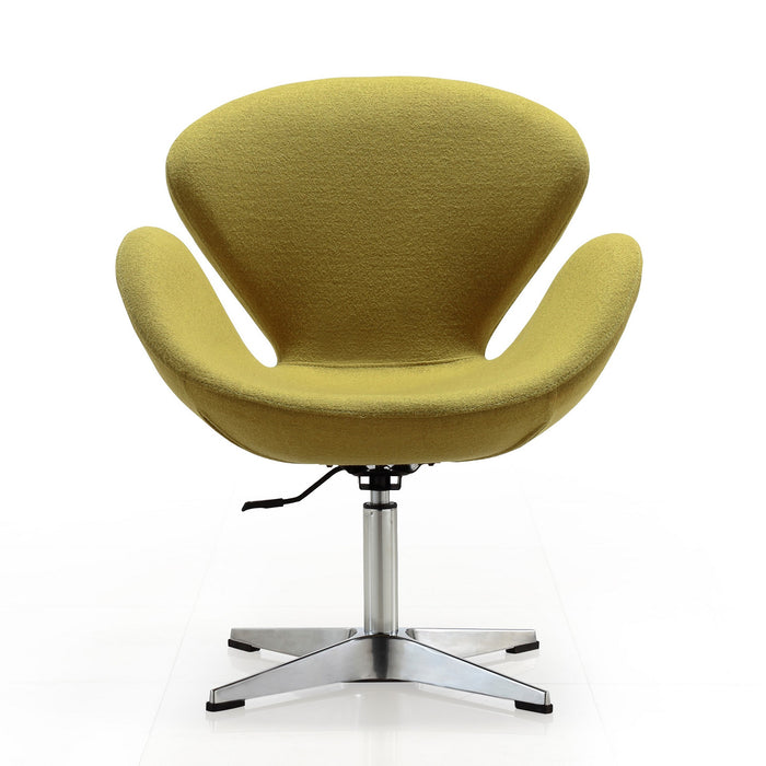 Chaise pivotante réglable Raspberry de Manhattan Comfort en chrome poli et en mélange de laine - vert