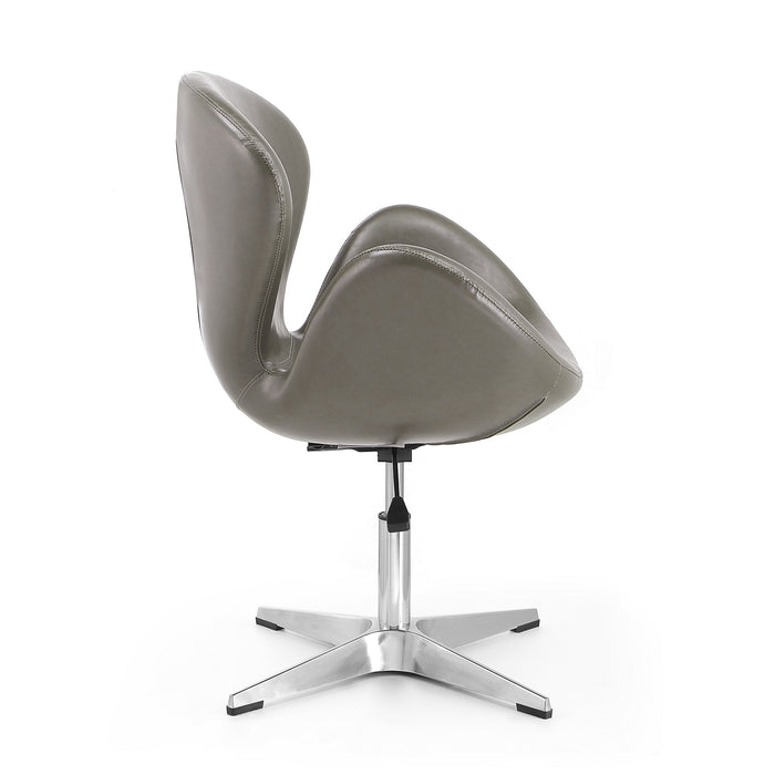 Chaise pivotante réglable Raspberry de Manhattan Comfort en chrome poli et en similicuir - galet