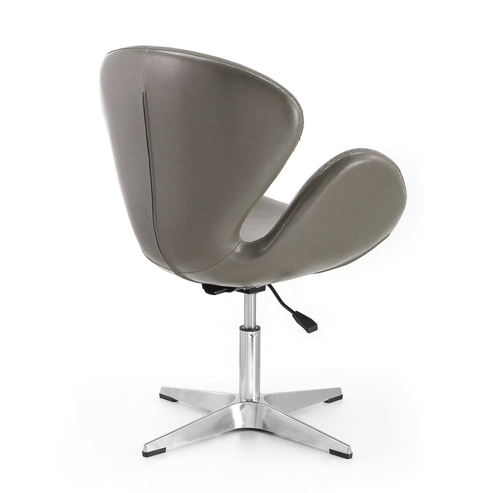 Chaise pivotante réglable Raspberry de Manhattan Comfort en chrome poli et en similicuir - galet