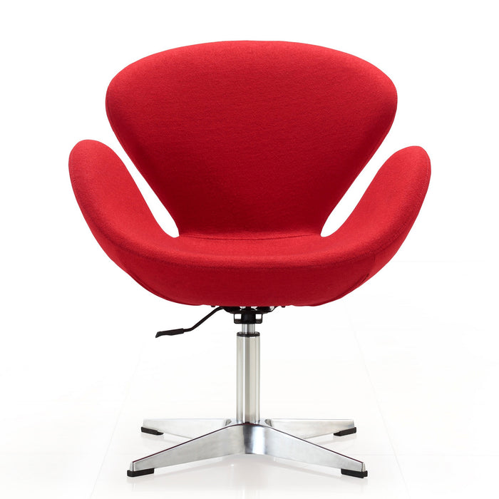 Chaise pivotante réglable Raspberry de Manhattan Comfort en chrome poli et en mélange de laine - rouge 