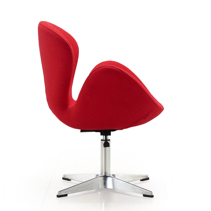 Chaise pivotante réglable Raspberry de Manhattan Comfort en chrome poli et en mélange de laine - rouge 