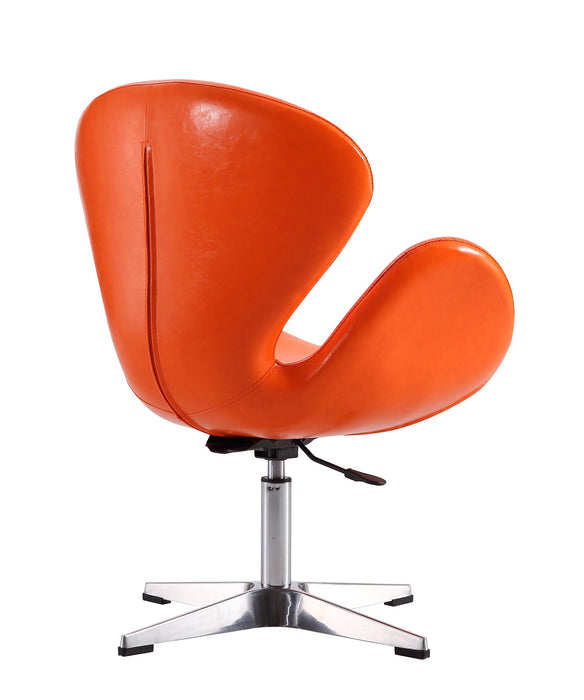 Chaise pivotante réglable Raspberry de Manhattan Comfort en chrome poli et en similicuir - tangerine