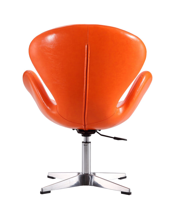 Chaise pivotante réglable Raspberry de Manhattan Comfort en chrome poli et en similicuir - tangerine