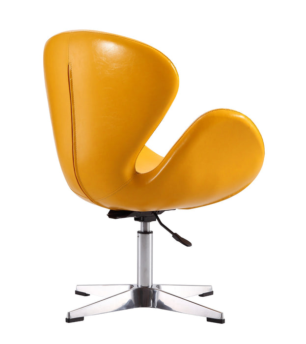 Chaise d’appoint pivotante réglable Raspberry de Manhattan Comfort en chrome poli et en similicuir - jaune