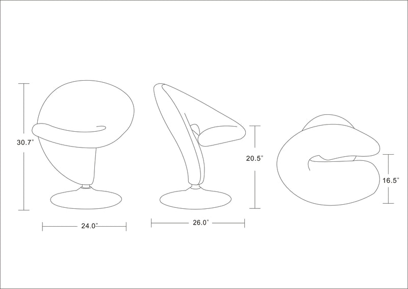 Fauteuil d’appoint pivotant Curl de Manhattan Comfort en chrome poli et en mélange de laine - bleu