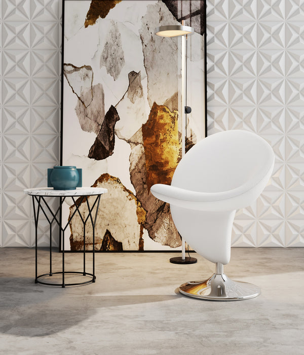 Fauteuil d’appoint pivotant Curl de Manhattan Comfort en chrome poli et en mélange de laine - crème