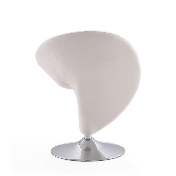 Fauteuil d’appoint pivotant Curl de Manhattan Comfort en chrome poli et en mélange de laine - crème