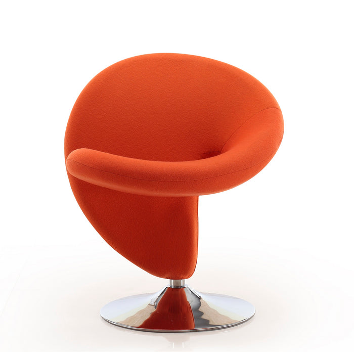 Fauteuil d’appoint pivotant Curl de Manhattan Comfort en chrome poli et en mélange de laine - orange