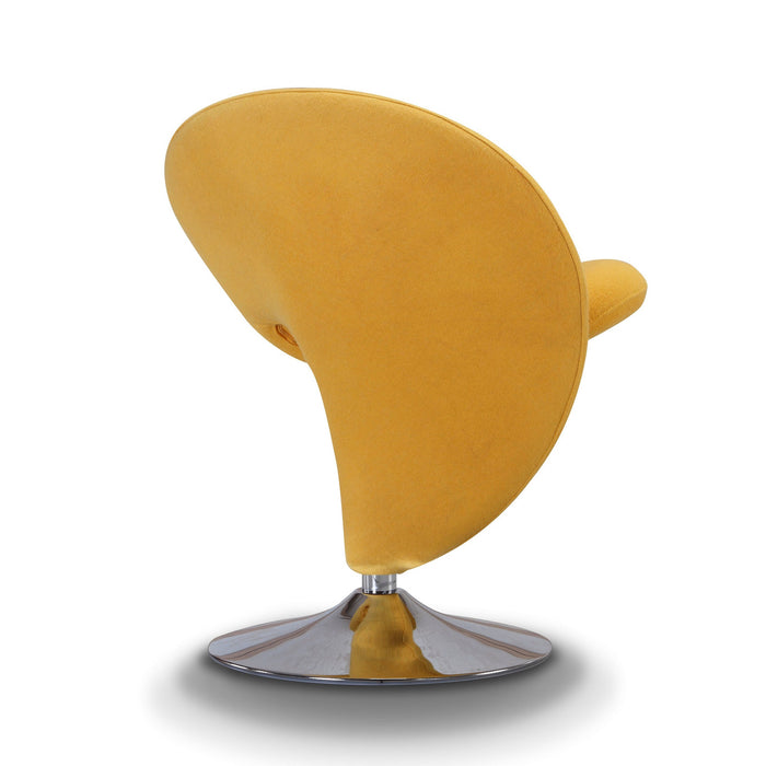 Fauteuil d’appoint pivotant Curl de Manhattan Comfort en chrome poli et en mélange de laine - jaune