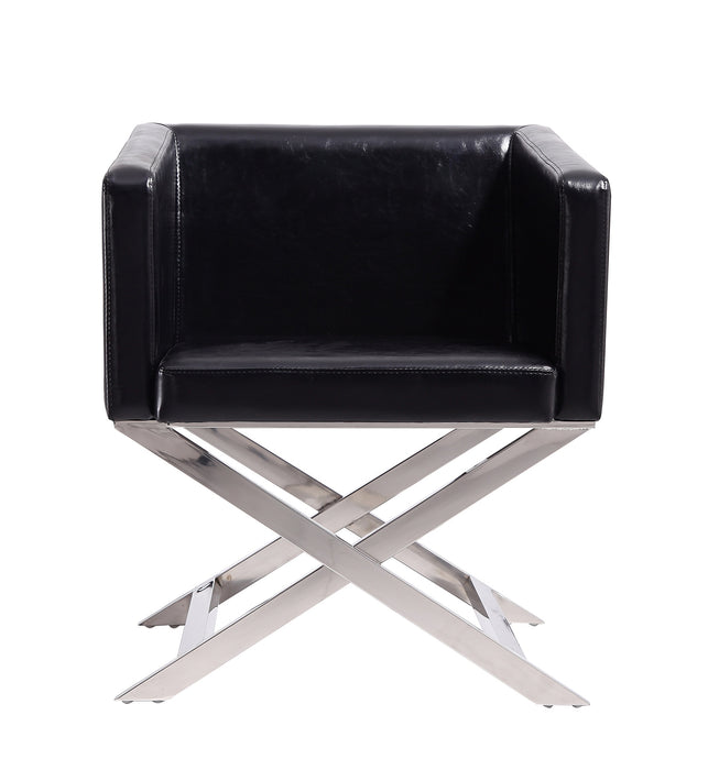 Fauteuil d’appoint de détente Hollywood de Manhattan Comfort en chrome poli et en similicuir - noir