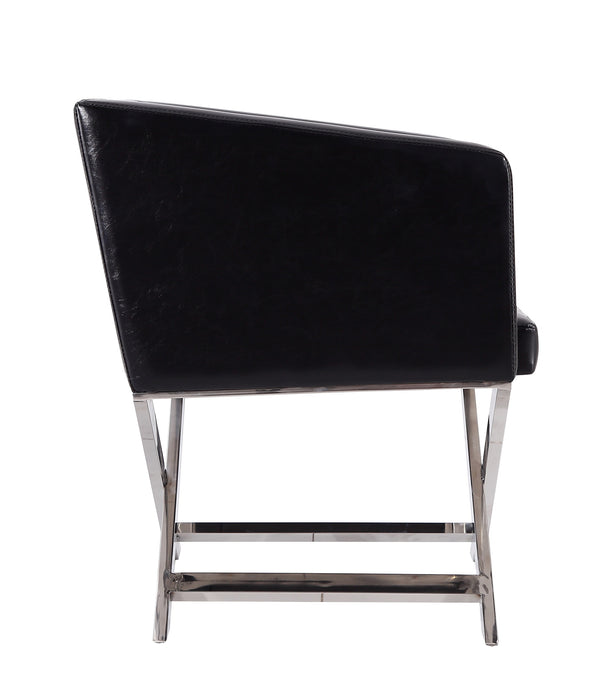 Fauteuil d’appoint de détente Hollywood de Manhattan Comfort en chrome poli et en similicuir - noir