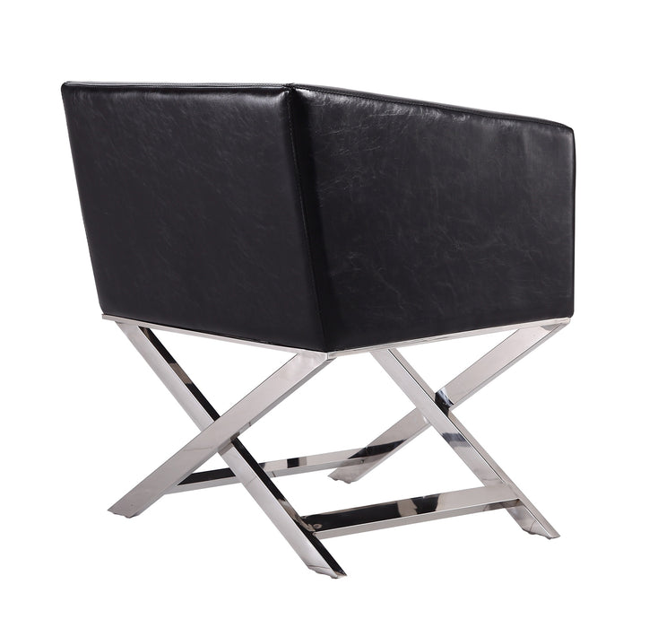 Fauteuil d’appoint de détente Hollywood de Manhattan Comfort en chrome poli et en similicuir - noir
