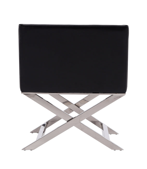 Fauteuil d’appoint de détente Hollywood de Manhattan Comfort en chrome poli et en similicuir - noir