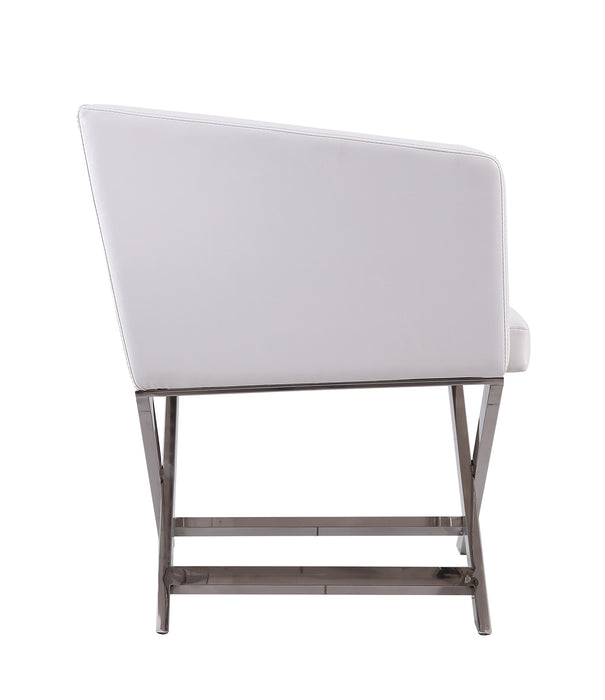 Fauteuil d’appoint de détente Hollywood de Manhattan Comfort en chrome poli et en similicuir - blanc