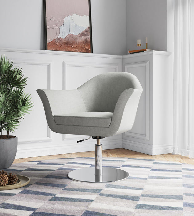 Chaise d’appoint réglable pivotante Voyager de Manhattan Comfort en métal brossé et en tissu - orge
