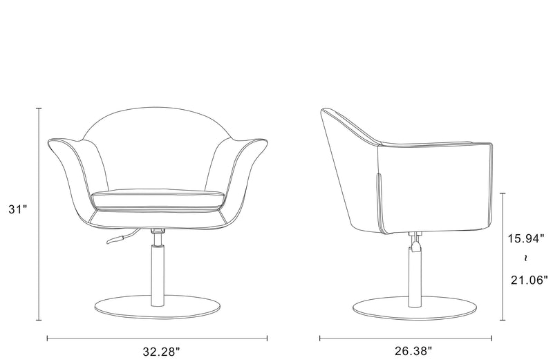 Chaise d’appoint réglable pivotante Voyager de Manhattan Comfort en métal brossé et en tissu - bleu fumé