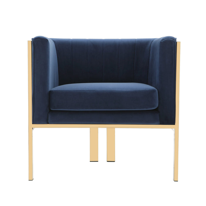 Fauteuil d’appoint Paramount de Manhattan Comfort en laiton poli et en velours - bleu roi