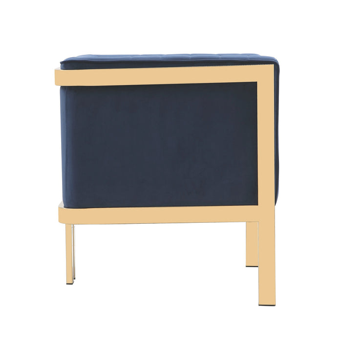 Fauteuil d’appoint Paramount de Manhattan Comfort en laiton poli et en velours - bleu roi