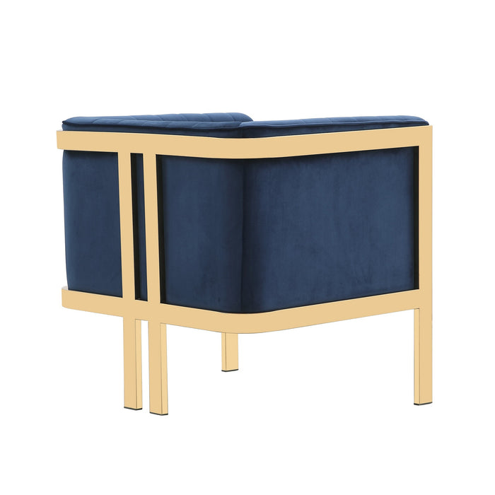 Fauteuil d’appoint Paramount de Manhattan Comfort en laiton poli et en velours - bleu roi