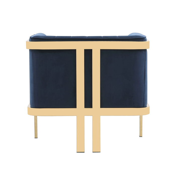 Fauteuil d’appoint Paramount de Manhattan Comfort en laiton poli et en velours - bleu roi