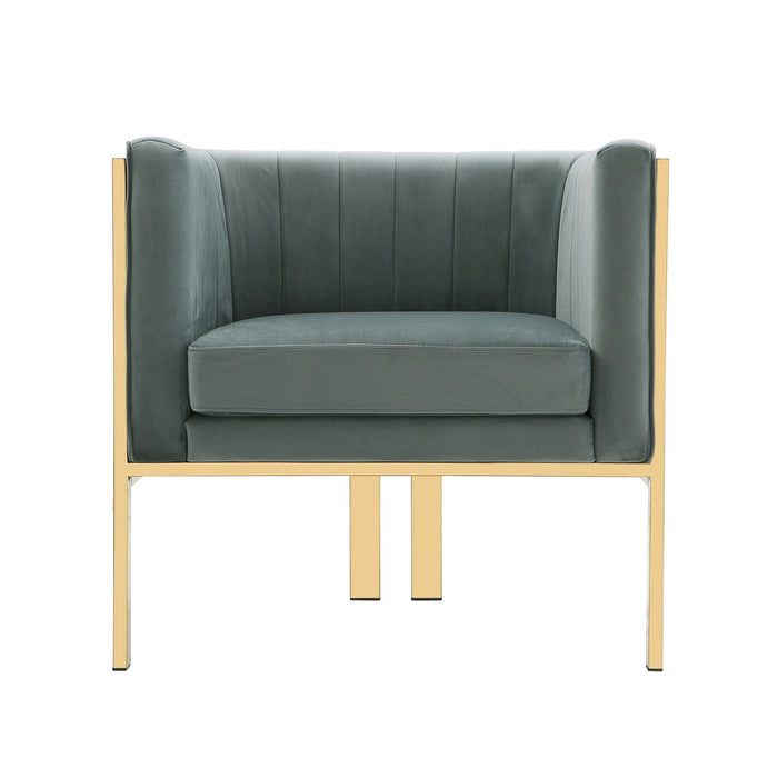 Fauteuil d’appoint Paramount de Manhattan Comfort en laiton poli et en velours - gris chaleureux