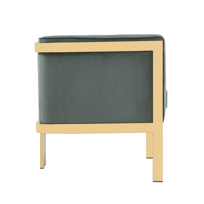 Fauteuil d’appoint Paramount de Manhattan Comfort en laiton poli et en velours - gris chaleureux