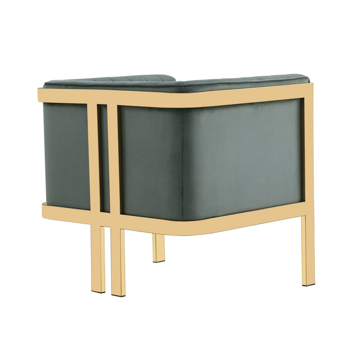 Fauteuil d’appoint Paramount de Manhattan Comfort en laiton poli et en velours - gris chaleureux
