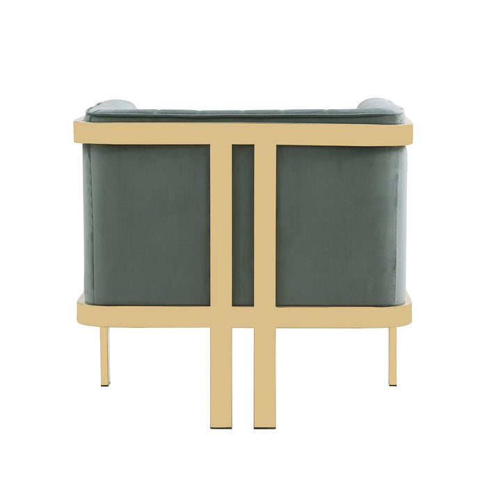 Fauteuil d’appoint Paramount de Manhattan Comfort en laiton poli et en velours - gris chaleureux