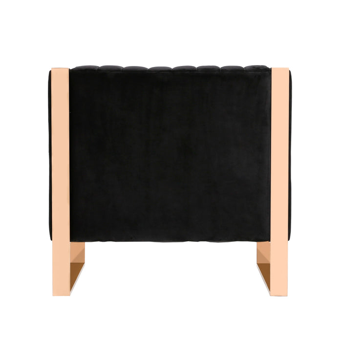 Fauteuil d’appoint Trillium de Manhattan Comfort en velours - noir sarcelle et doré