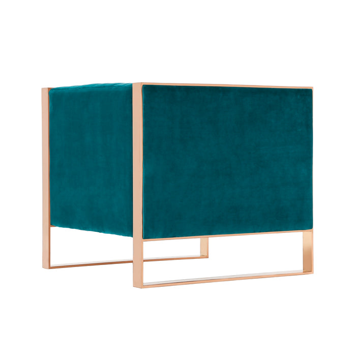 Fauteuil d’appoint Trillium de Manhattan Comfort en velours - bleu sarcelle et doré