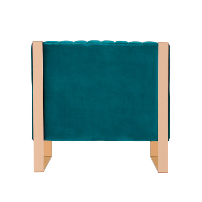 Fauteuil d’appoint Trillium de Manhattan Comfort en velours - bleu sarcelle et doré