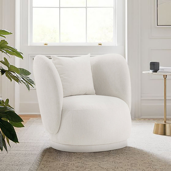 Fauteuil d’appoint contemporain Siri de Manhattan Comfort en lin tissé avec coussins - crème