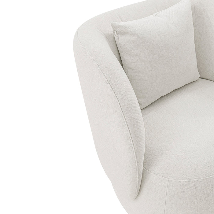 Fauteuil d’appoint contemporain Siri de Manhattan Comfort en lin tissé avec coussins - crème