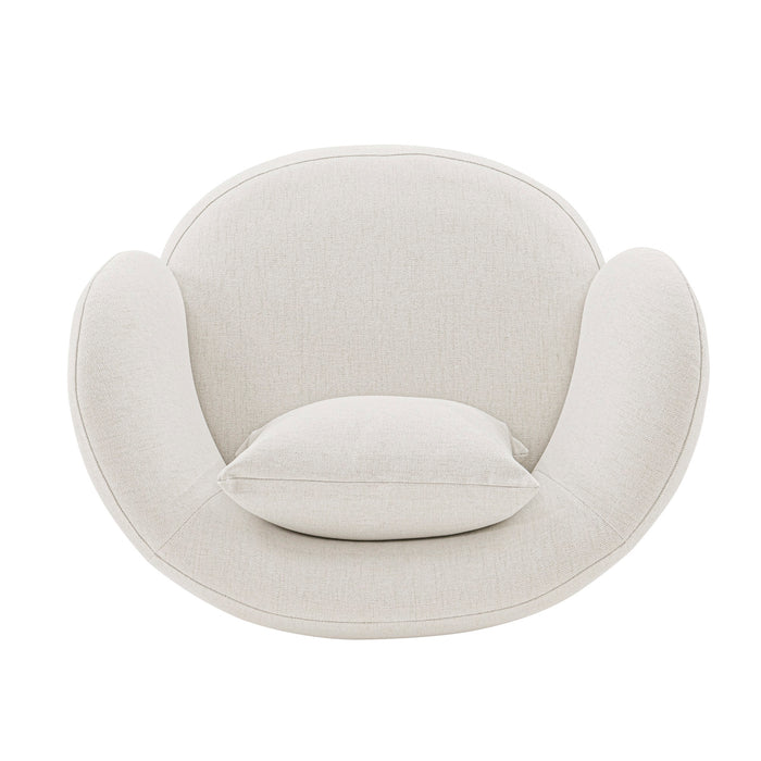 Fauteuil d’appoint contemporain Siri de Manhattan Comfort en lin tissé avec coussins - crème