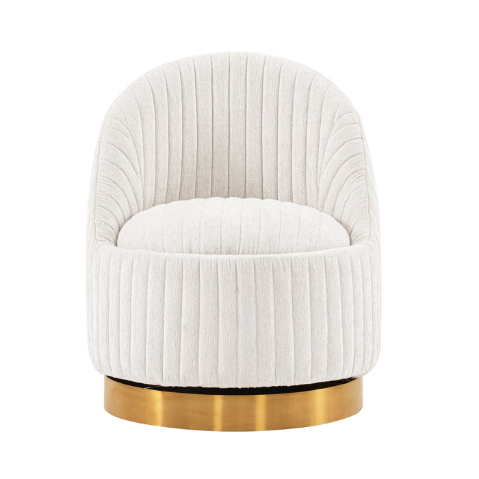 Fauteuil d’appoint pivotant moderne Leela de Manhattan Comfort en chenille - crème