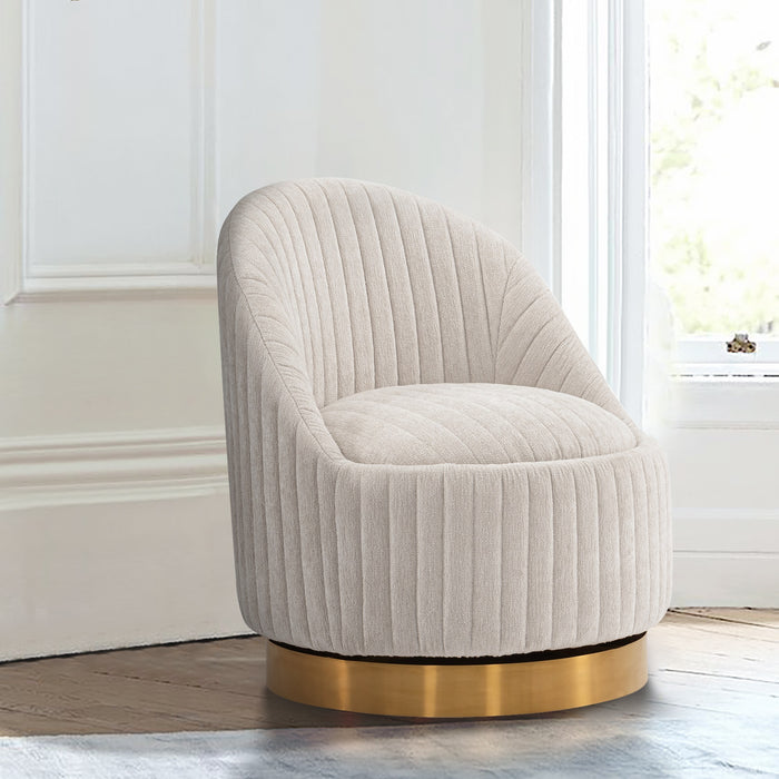 Fauteuil d’appoint pivotant moderne Leela de Manhattan Comfort en chenille - crème