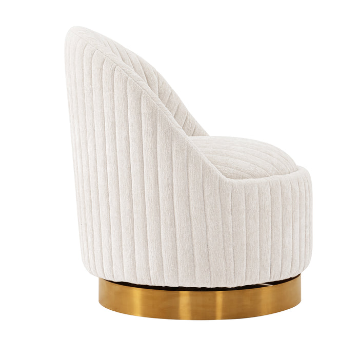 Fauteuil d’appoint pivotant moderne Leela de Manhattan Comfort en chenille - crème