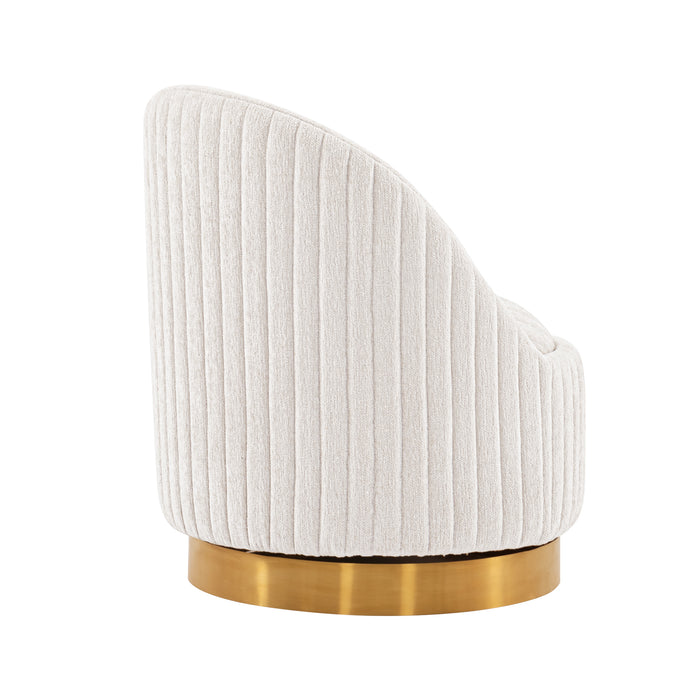 Fauteuil d’appoint pivotant moderne Leela de Manhattan Comfort en chenille - crème