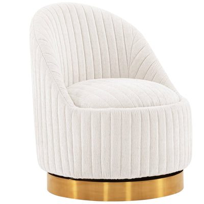 Manhattan Comfort Modern Leela Swivel Chenille Accent Chair - Cream|Fauteuil d’appoint pivotant moderne Leela de Manhattan Comfort en chenille - crème