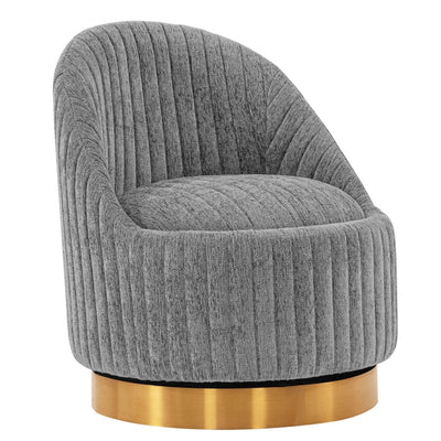 Manhattan Comfort Modern Leela Swivel Chenille Accent Chair - Grey|Fauteuil d’appoint pivotant moderne Leela de Manhattan Comfort en chenille - gris