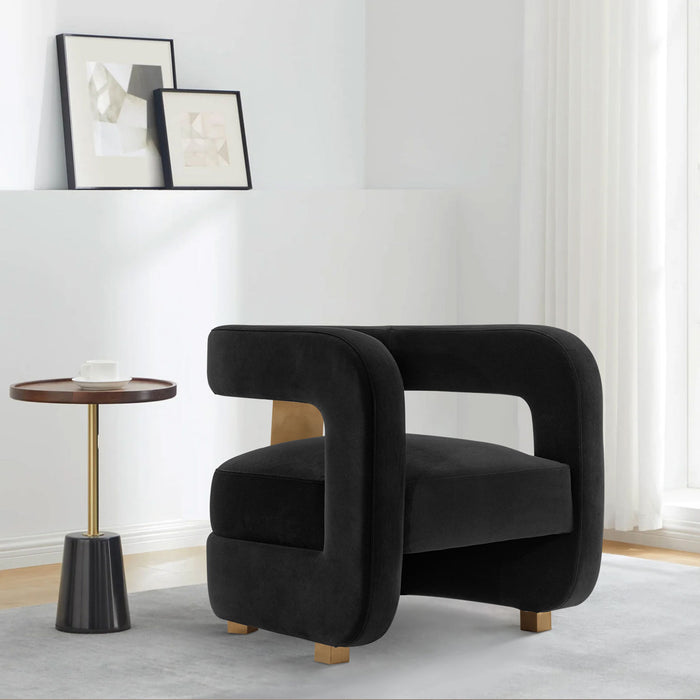 Fauteuil d’appoint moderne Amirah de Manhattan Comfort en velours - noir