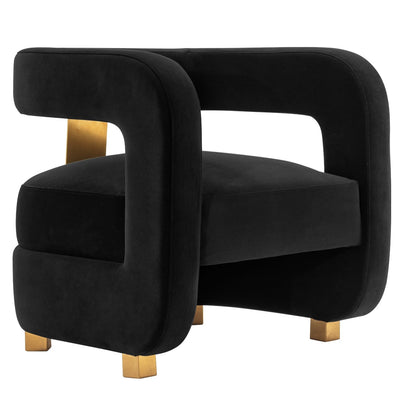 Manhattan Comfort Modern Amirah Velvet Accent Chair - Black|Fauteuil d’appoint moderne Amirah de Manhattan Comfort en velours - noir
