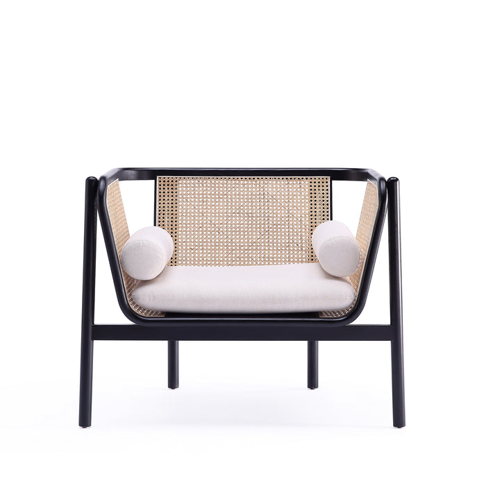 Fauteuil d’appoint Versailles de Manhattan Comfort - noir, canne naturel et crème